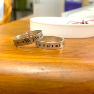 Set of two Love over stability & Know who you are rings